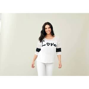 NEW FRENCH KYSS crochet love crew sweater in white